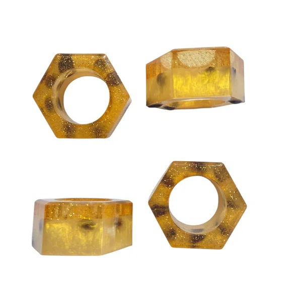 Coffee Bean Napkin Rings Set Of 4 - Handmade - Picture 2 of 3